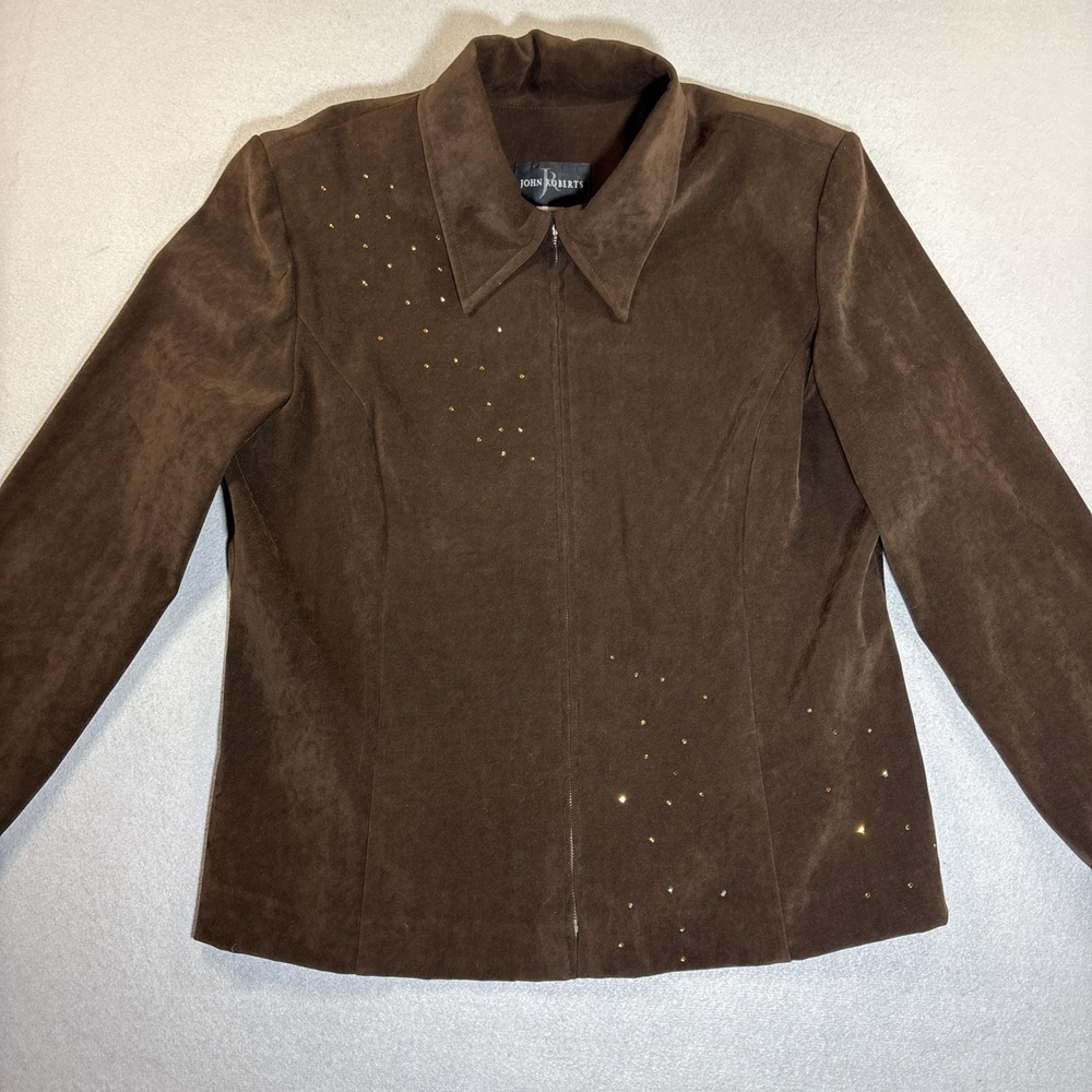 John Roberts Jacket Blazer Brown Women's Size 16‎ Zip Front